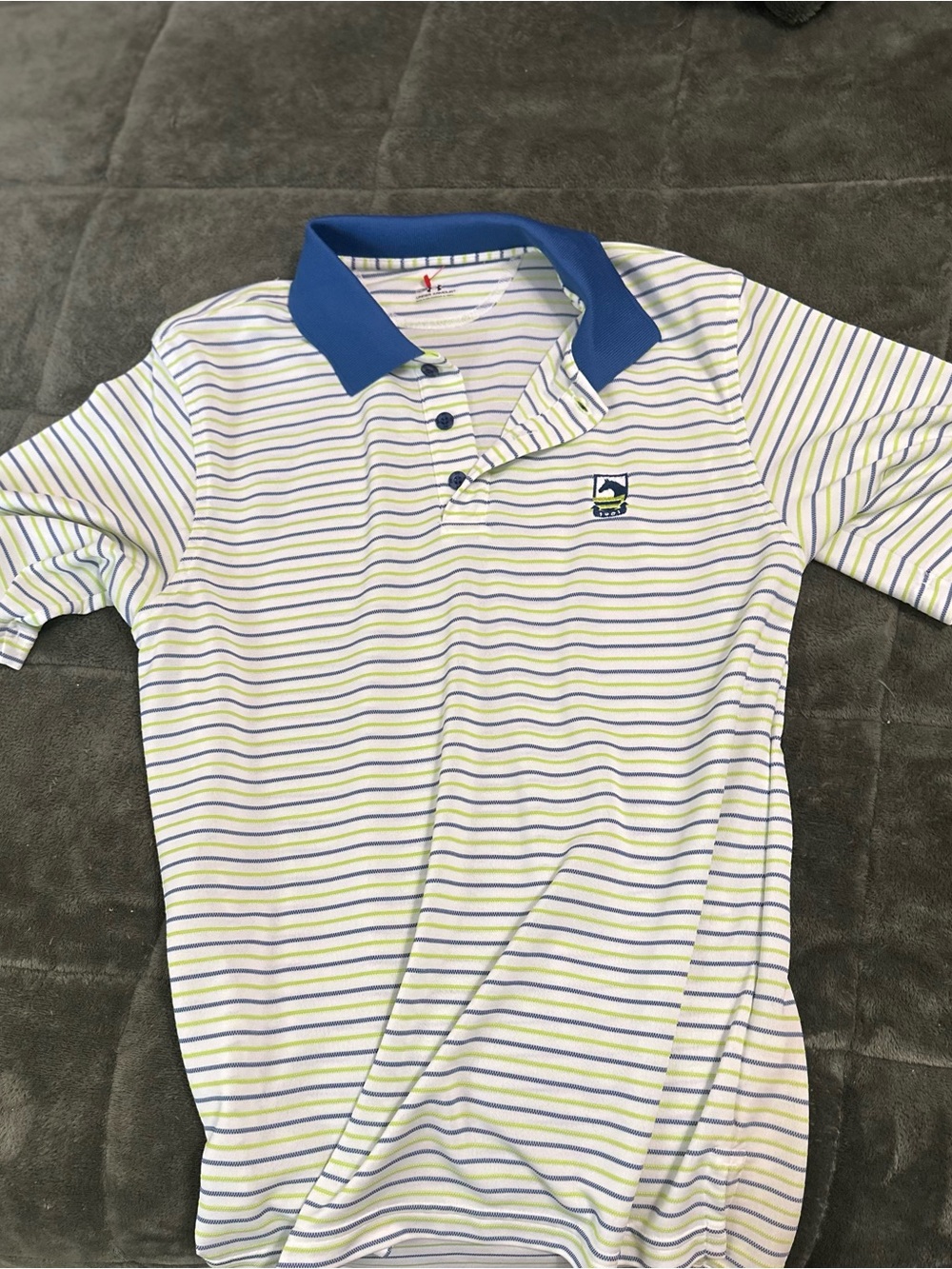 Men's Striped underamor Shirt with Blue Collar
